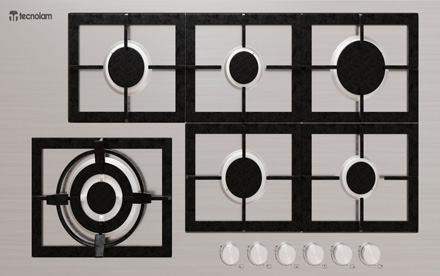 Parrilla 90 cm 6 zonas a gas