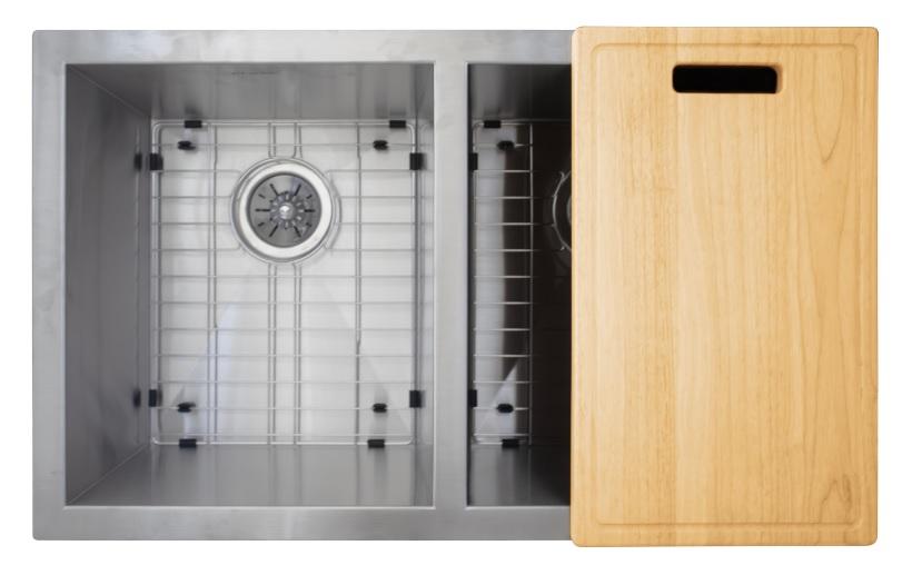 Kit de Tarja cero radios de acero inoxidable doble tina