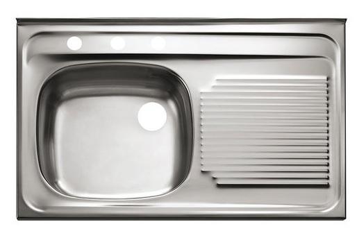 Tarja con escurridor  p/gabinete 80 cm